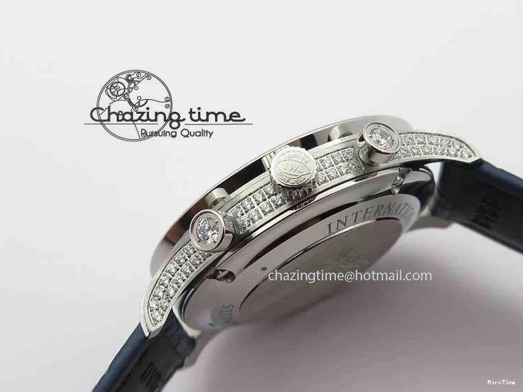 MIROTIME 0328 Portuguese IW3714 Diam ZF V2 1:1 Best Edition White Dial Blue Makers On Blue Leather Strap A79350 (Slim Movement) Stylish 7248